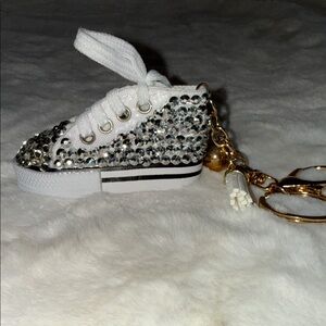 Sparkling Sneaker Keychain with Gold Accents